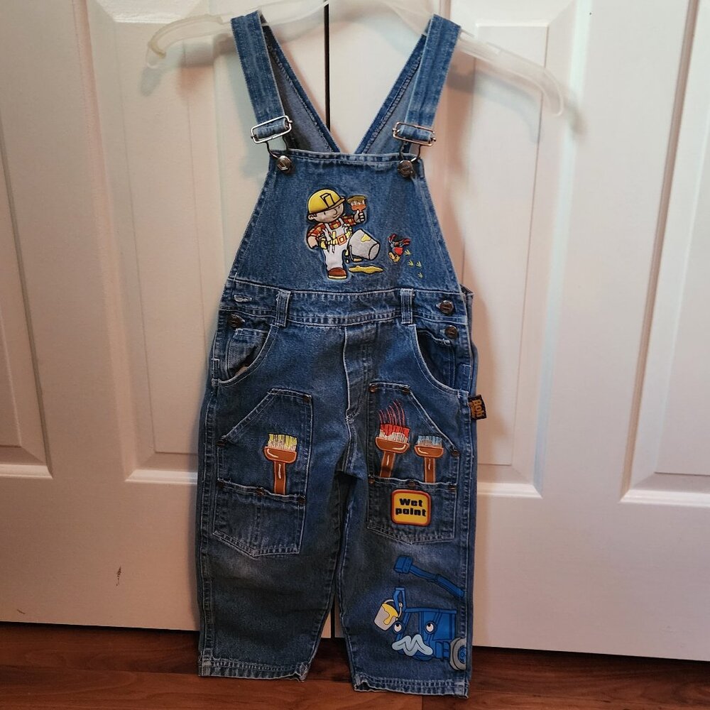 Bob The Builder Vintage Y2K Denim Overalls 3T Patchwork 100% Cotton Painter